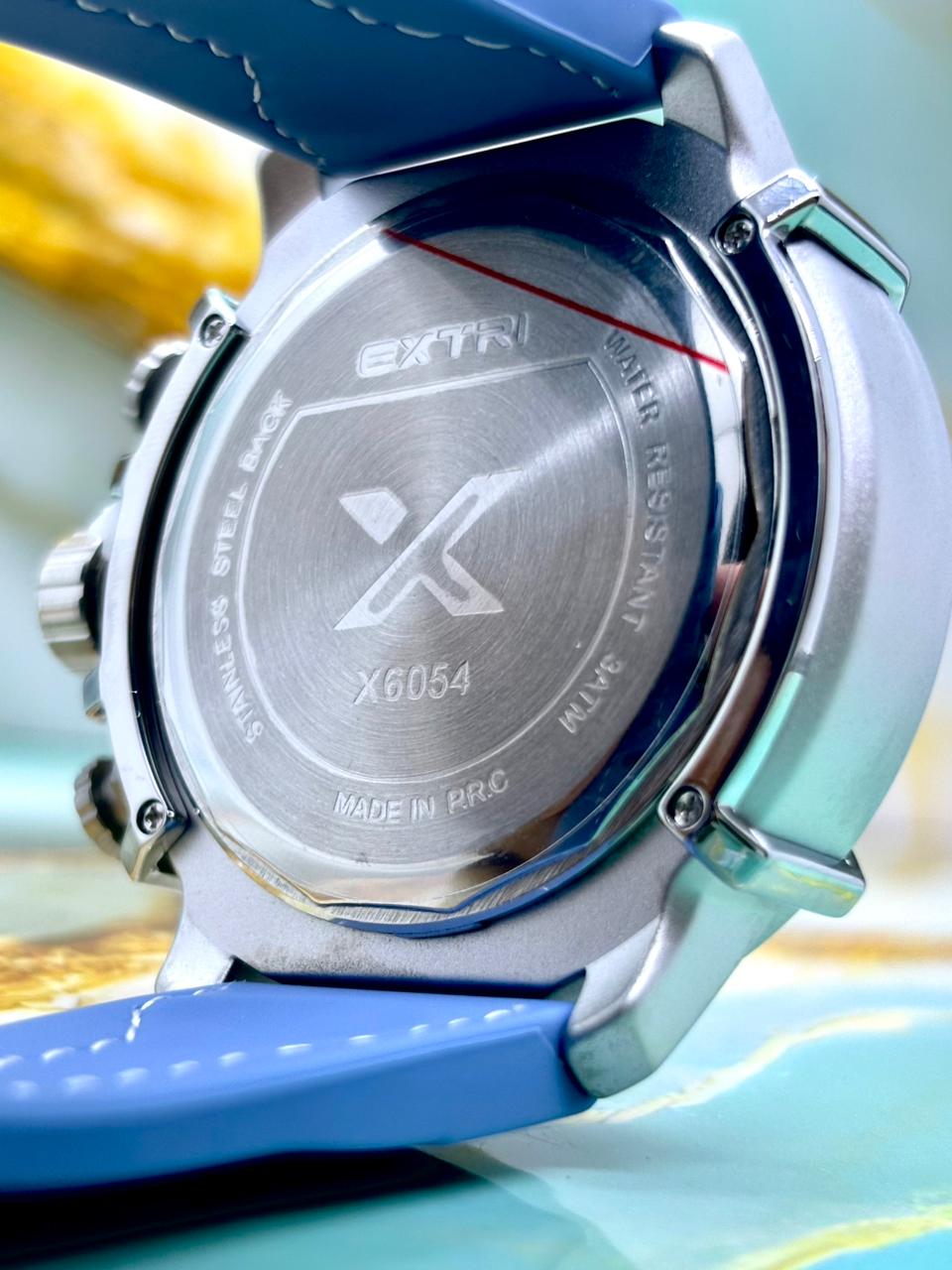 Relógio Extri 100% Funcional Pulseira Silicone Azul Bebê (Luxo e Destaque) PROVA D’ÁGUA + FRETE GRÁTIS