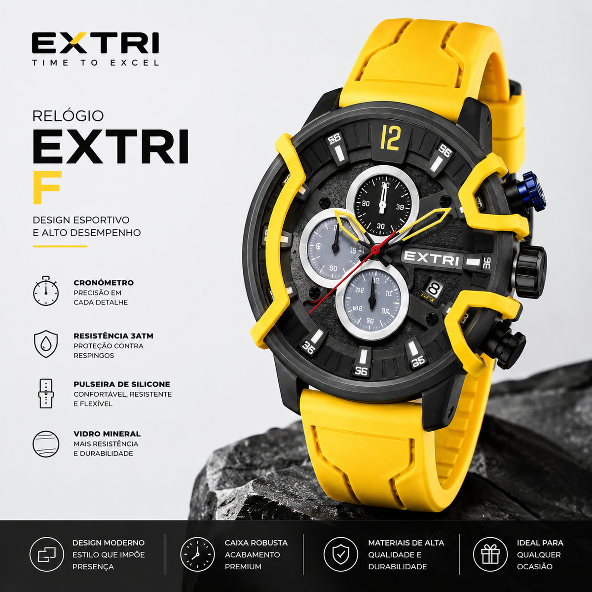 Relógio EXTRI Original X6054 Masculino Esportivo Cronógrafo 30M