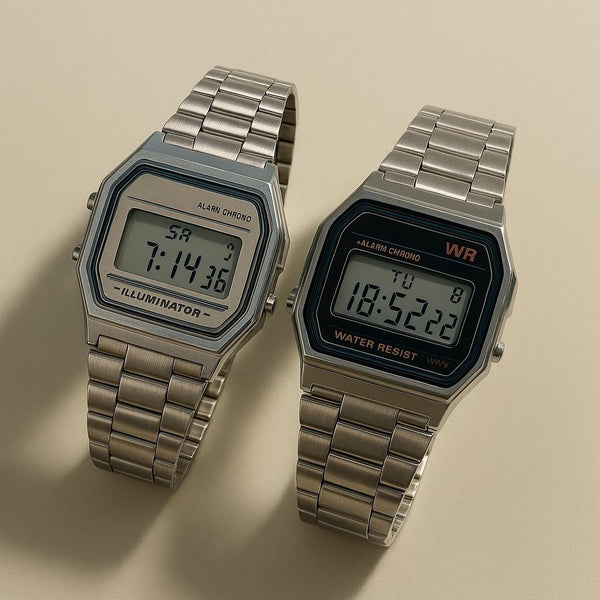 Relógio Digital Vintage - Pulseira em aço - Casual Retrô - Unissex