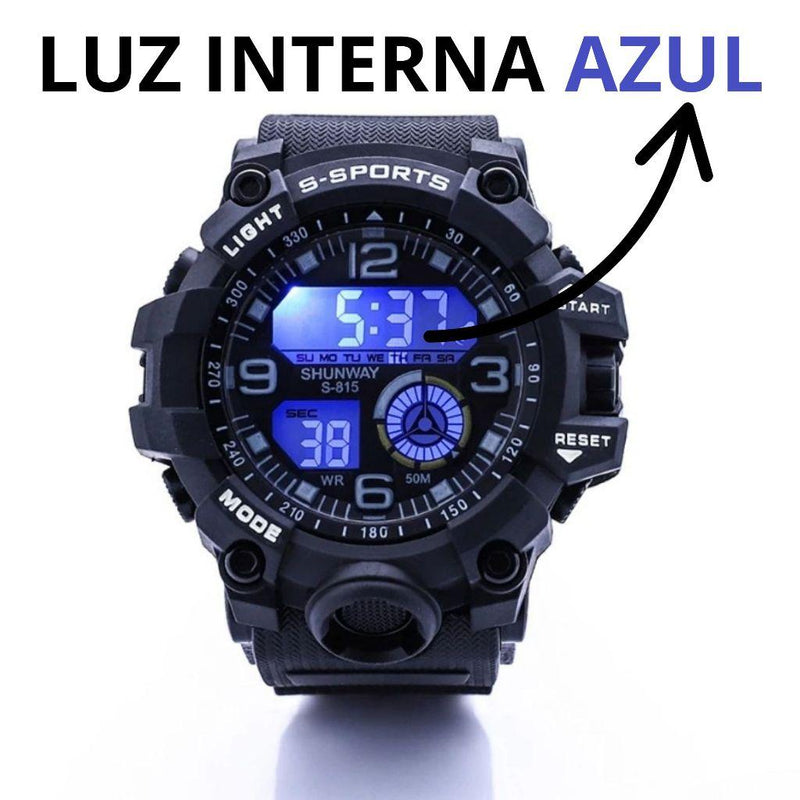 Relógio À Prova D'Água Masculino Esportivo Digital De Pulso Multifuncional