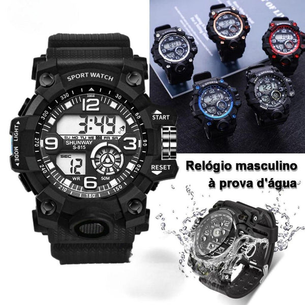 Relógio À Prova D'Água Masculino Esportivo Digital De Pulso Multifuncional