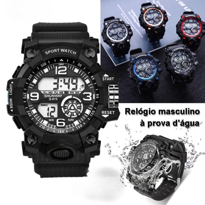 Relógio À Prova D'Água Masculino Esportivo Digital De Pulso Multifuncional