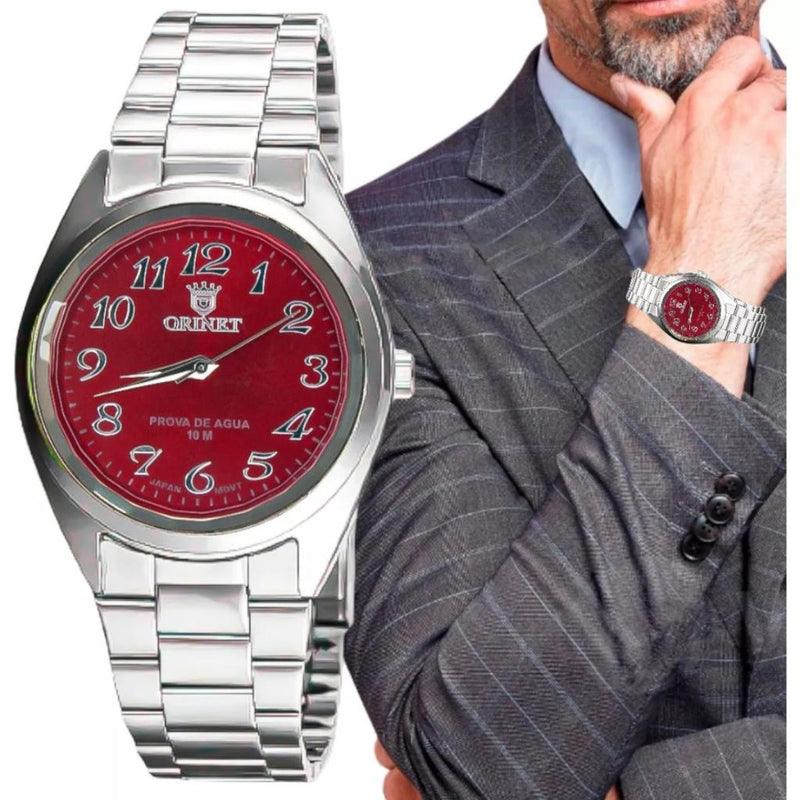 Relógio Social Masculino Prata Orimet Aço Inoxidável À Prova D'água