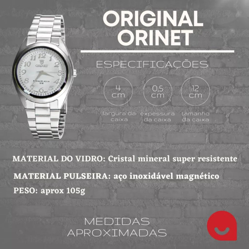 Relógio Social Masculino Prata Orimet Aço Inoxidável À Prova D'água