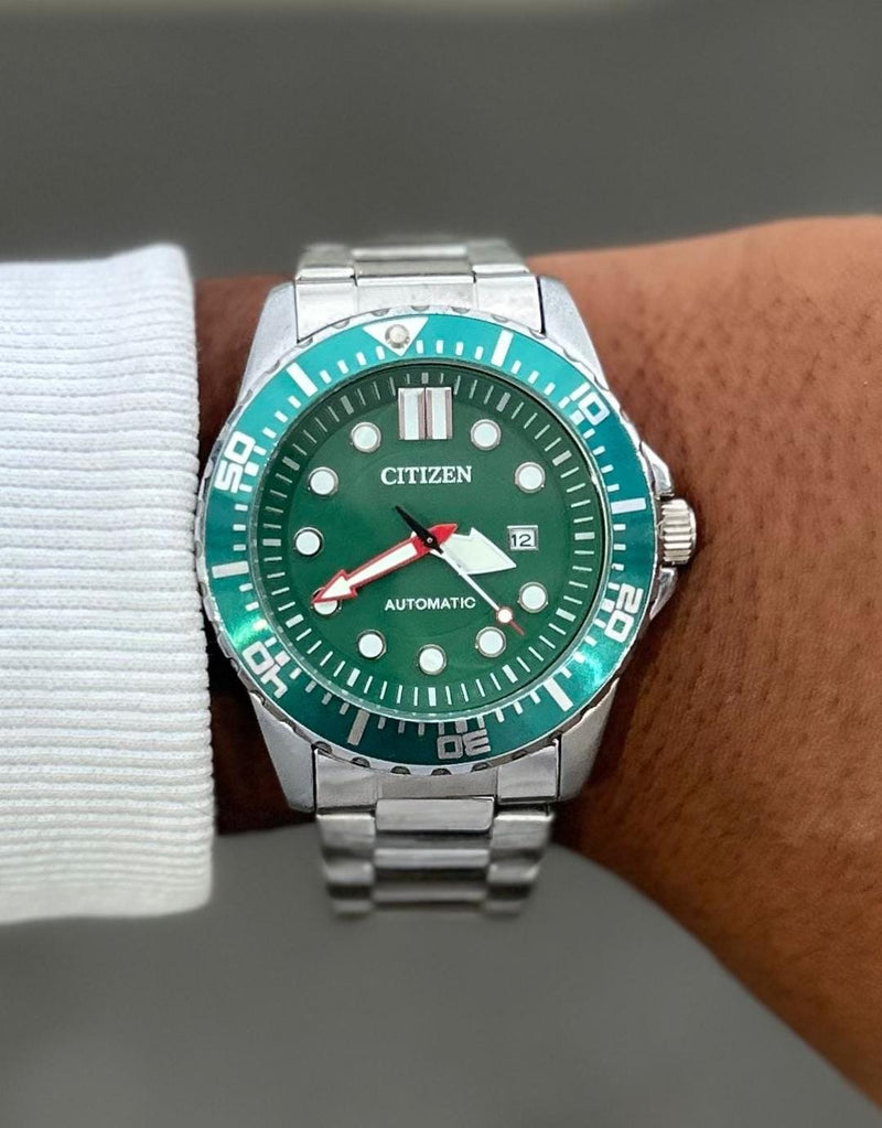 Relógio Masculino Citizen Green Diver – Aço Inoxidável