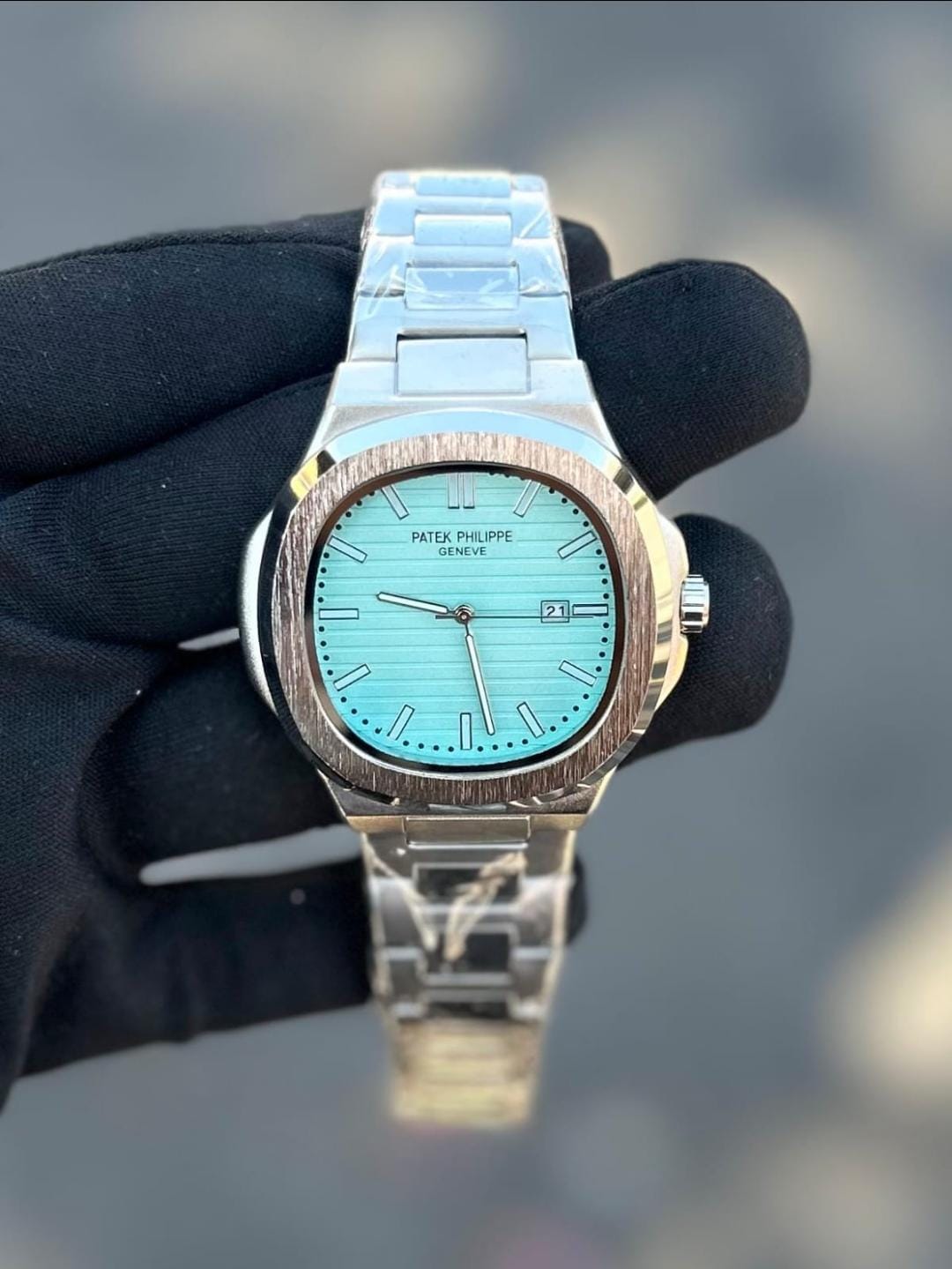 Relógio Masculino Luxo Quartzo Mostrador Preto Azul Pulseira Aço Inoxidável Elegante Casual
