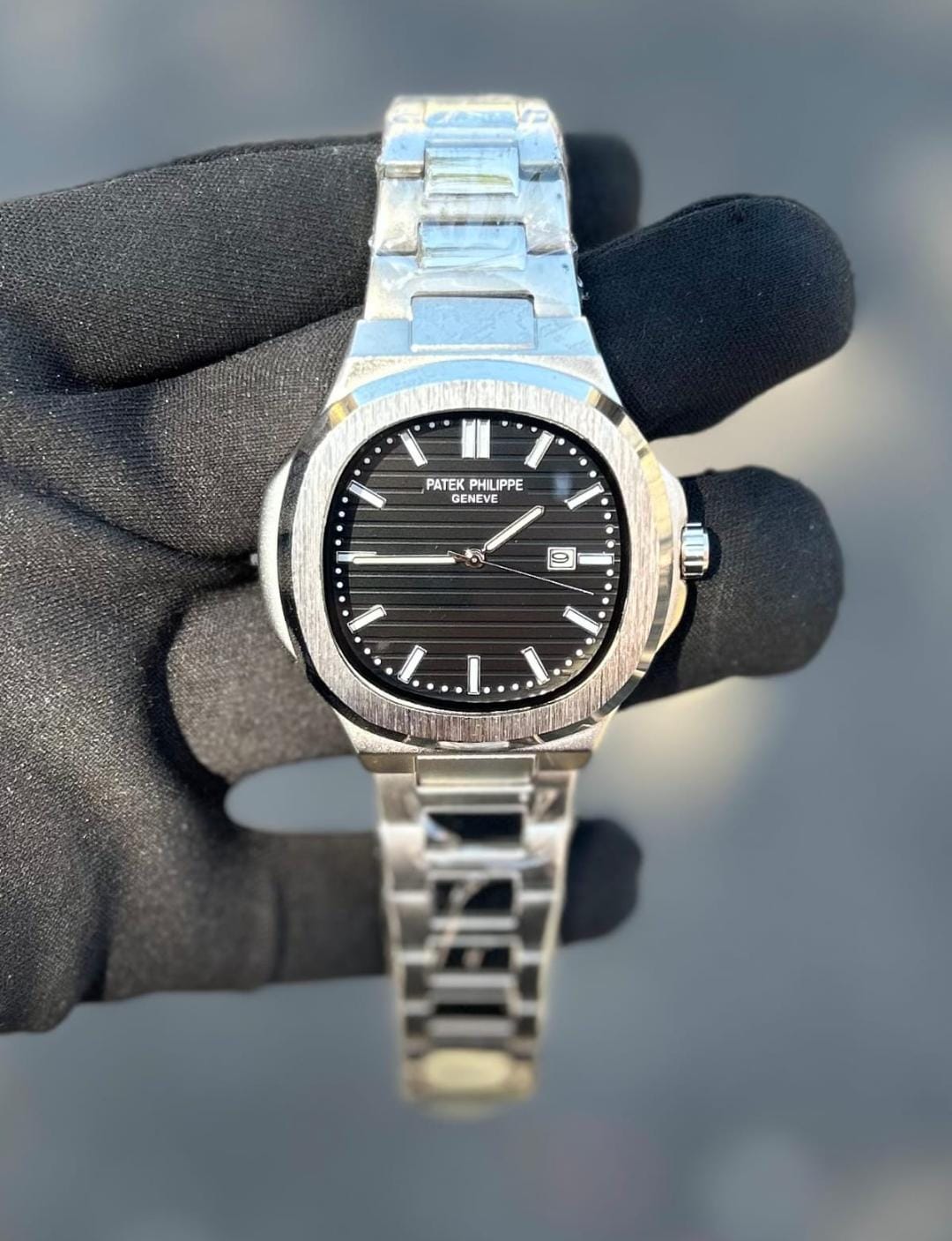 Relógio Masculino Luxo Quartzo Mostrador Preto Azul Pulseira Aço Inoxidável Elegante Casual