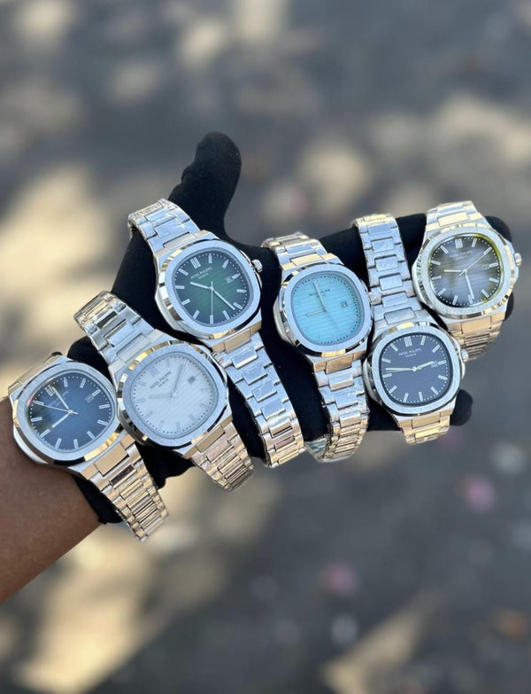 Relógio Masculino Luxo Quartzo Mostrador Preto Azul Pulseira Aço Inoxidável Elegante Casual