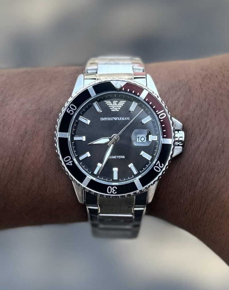 Relógio Emporio Armani Masculino Preto | Aço Inoxidável | 100M Resistência | Luxo & Estilo