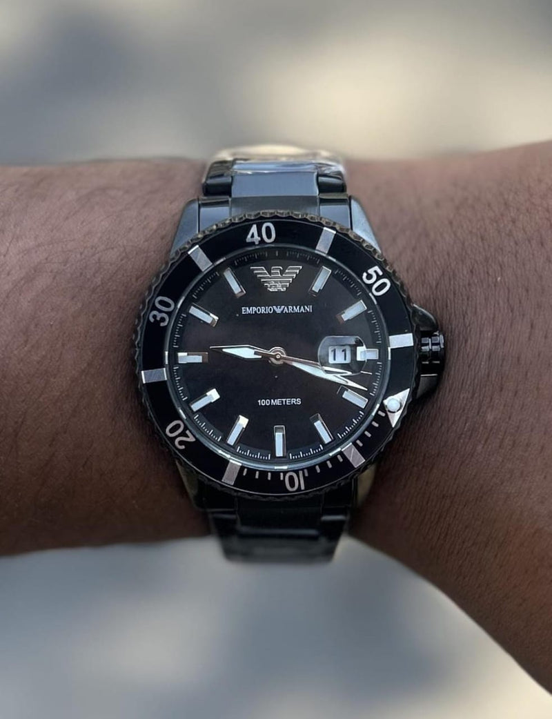 Relógio Emporio Armani Masculino Preto | Aço Inoxidável | 100M Resistência | Luxo & Estilo