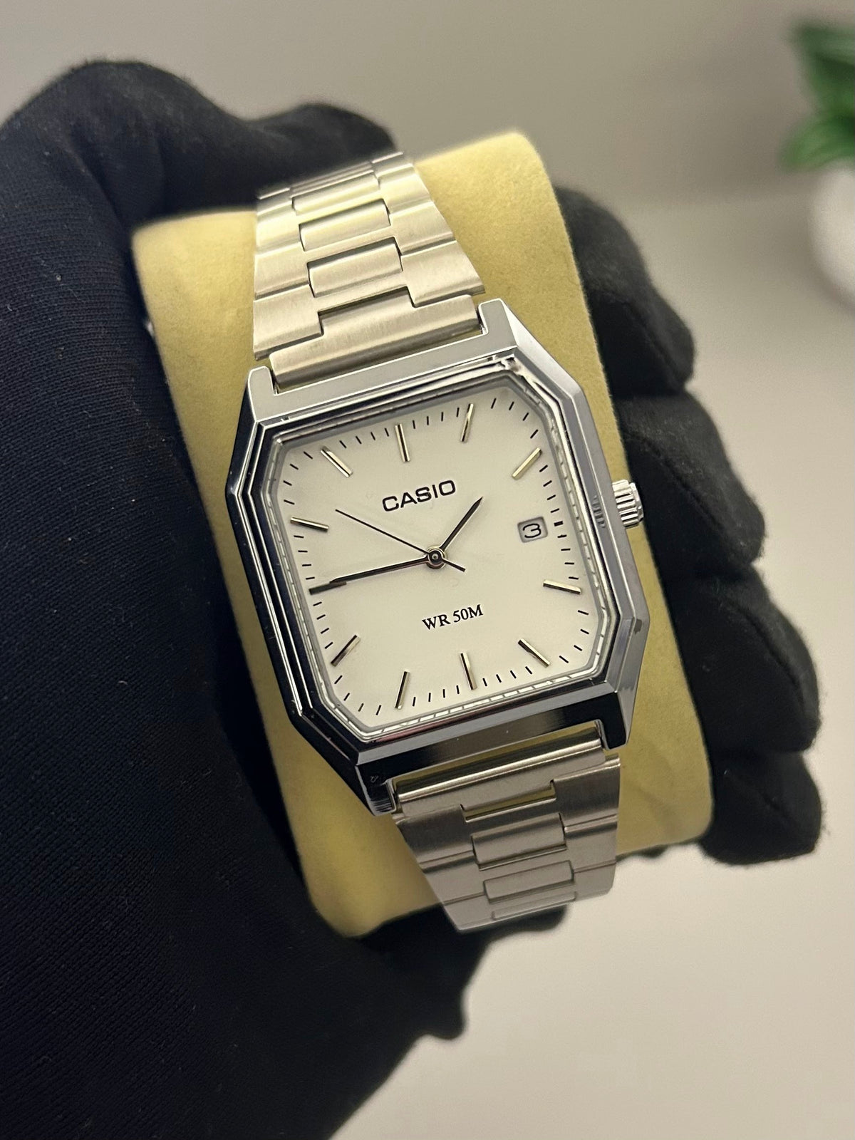 Casio Standard Analógico Octogonal Aço Inoxidável