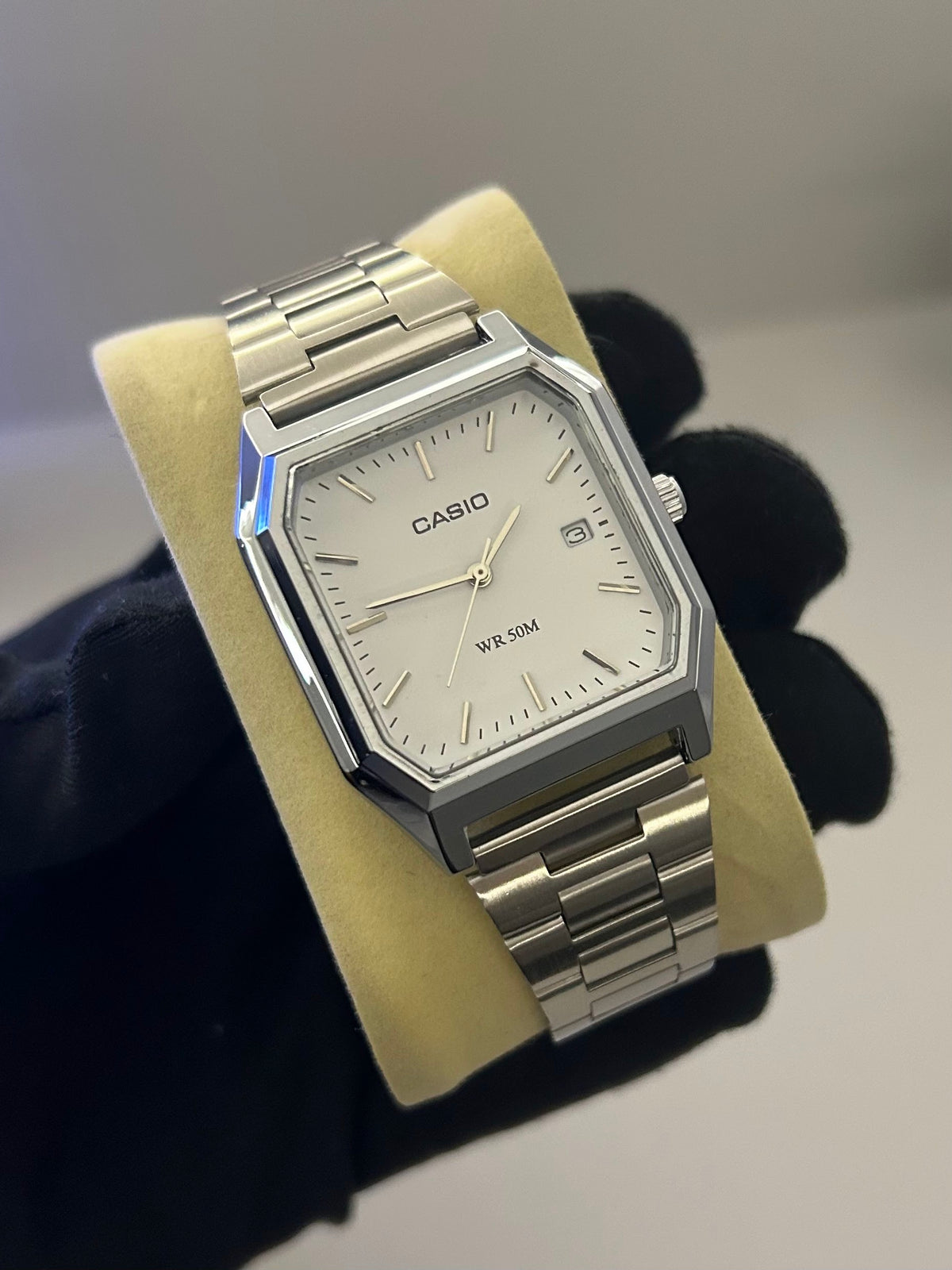 Casio Standard Analógico Octogonal Aço Inoxidável