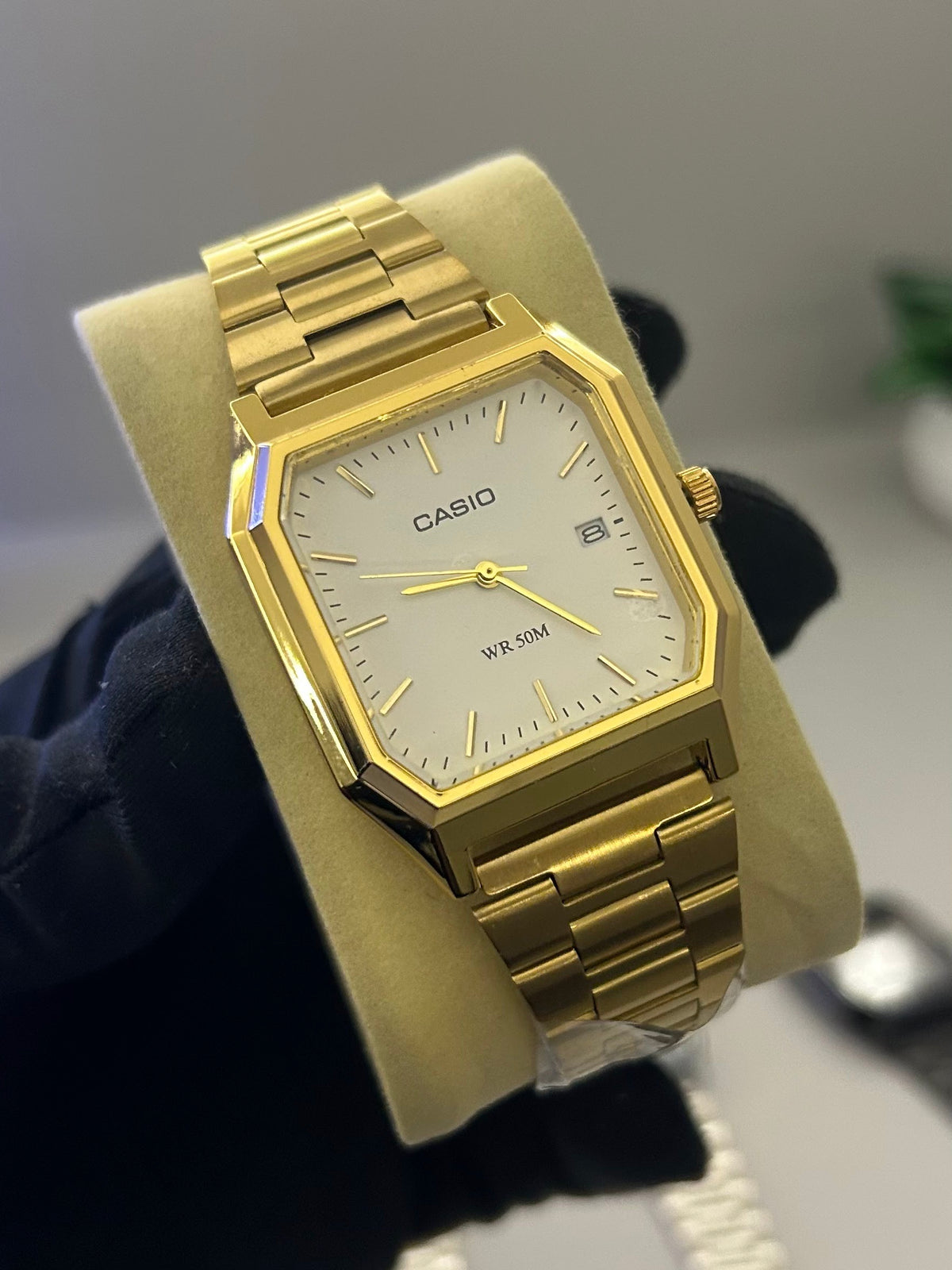 Casio Standard Analógico Octogonal Aço Inoxidável