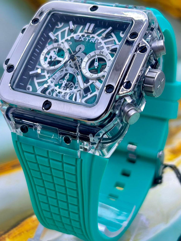 🎁 BLACK FRIDAY Relógio Extri 100% Funcional Pulseira Silicone Verde Água (Luxo e Destaque) PROVA D’ÁGUA + FRETE GRÁTIS