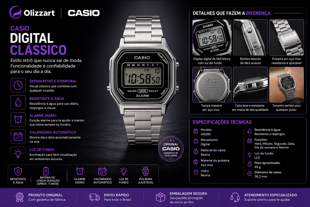 Relógio Digital Vintage Unissex em Aço Inoxidável – Estilo Retrô com Alarme, Calendário e Resistênte à Água