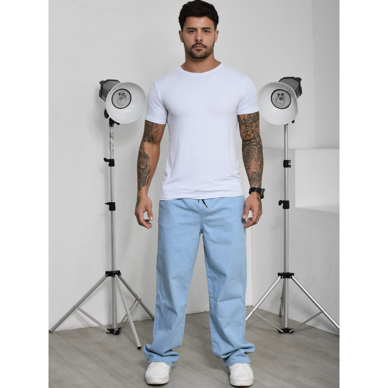 Calça Jeans Balão Boca Larga Estilosa Sk8 Moda Masculina Dazzling 100%  Algodão Estilo Mandrake