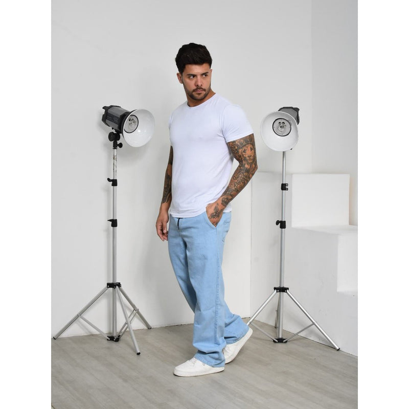 Calça Jeans Balão Boca Larga Estilosa Sk8 Moda Masculina Dazzling 100%  Algodão Estilo Mandrake